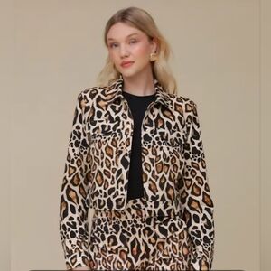 Leopard Print Denim Crop Jacket